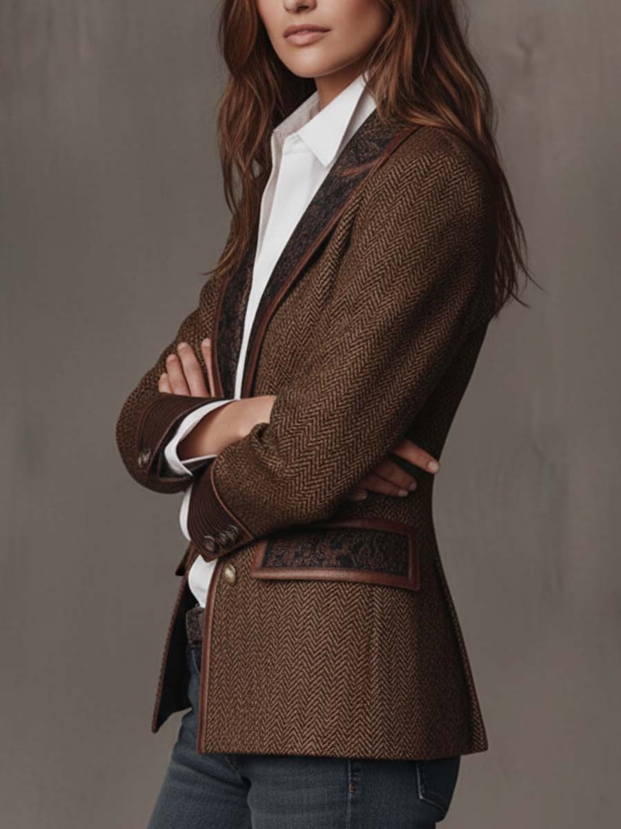 Blazer Candela — Espiga con Paneles Estampados