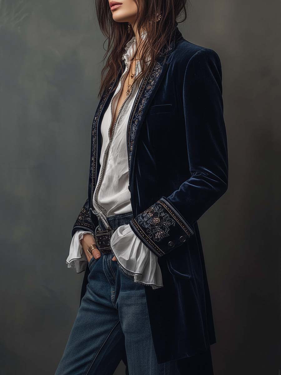 Chaqueta Aurora — Larga Bordada