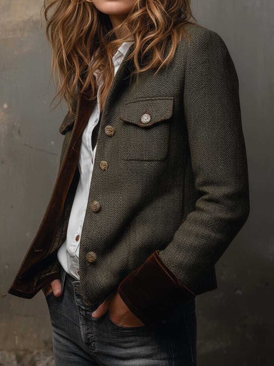 Blazer Olivia — Espiga con Ribetes