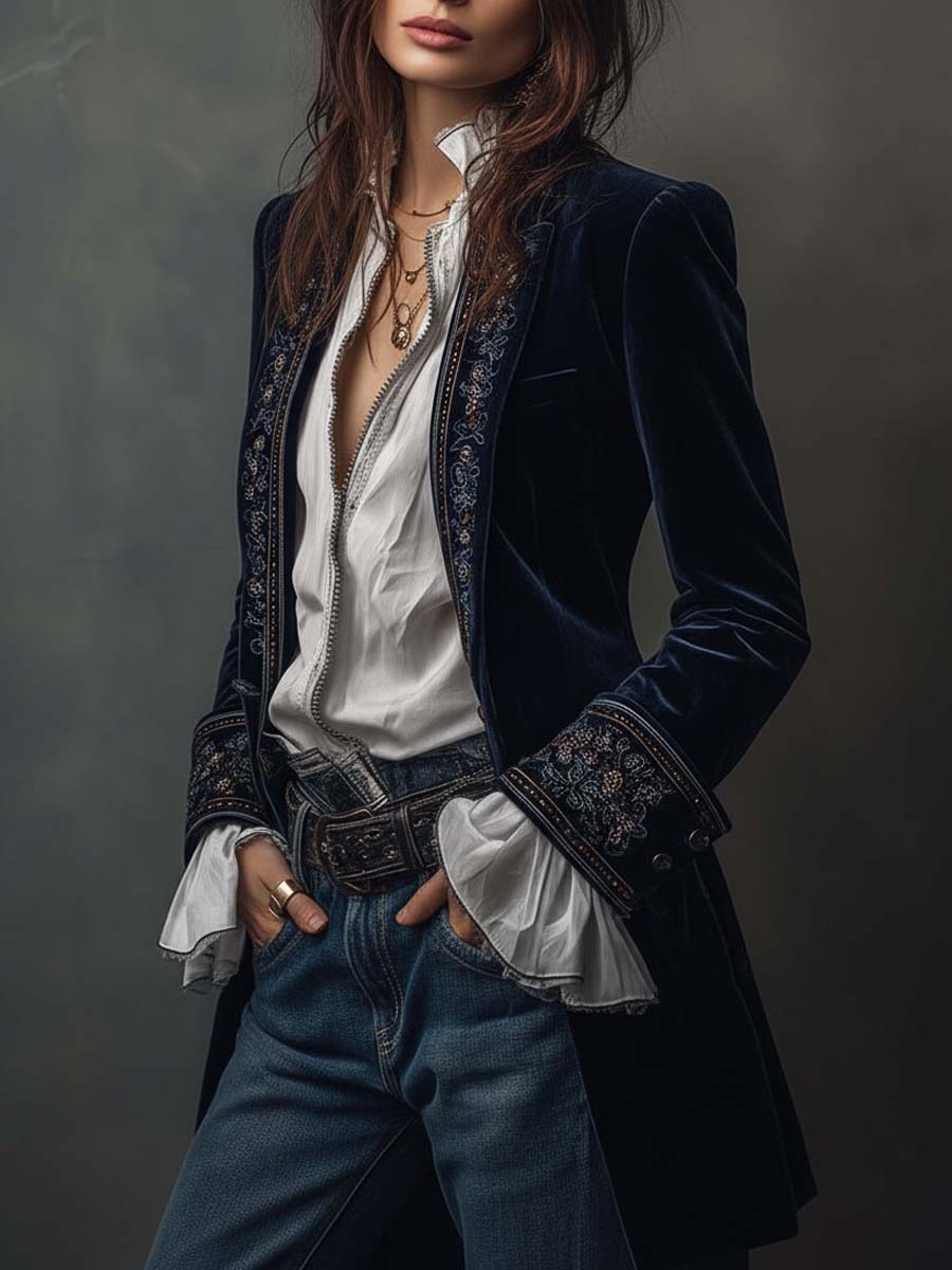 Chaqueta Aurora — Larga Bordada