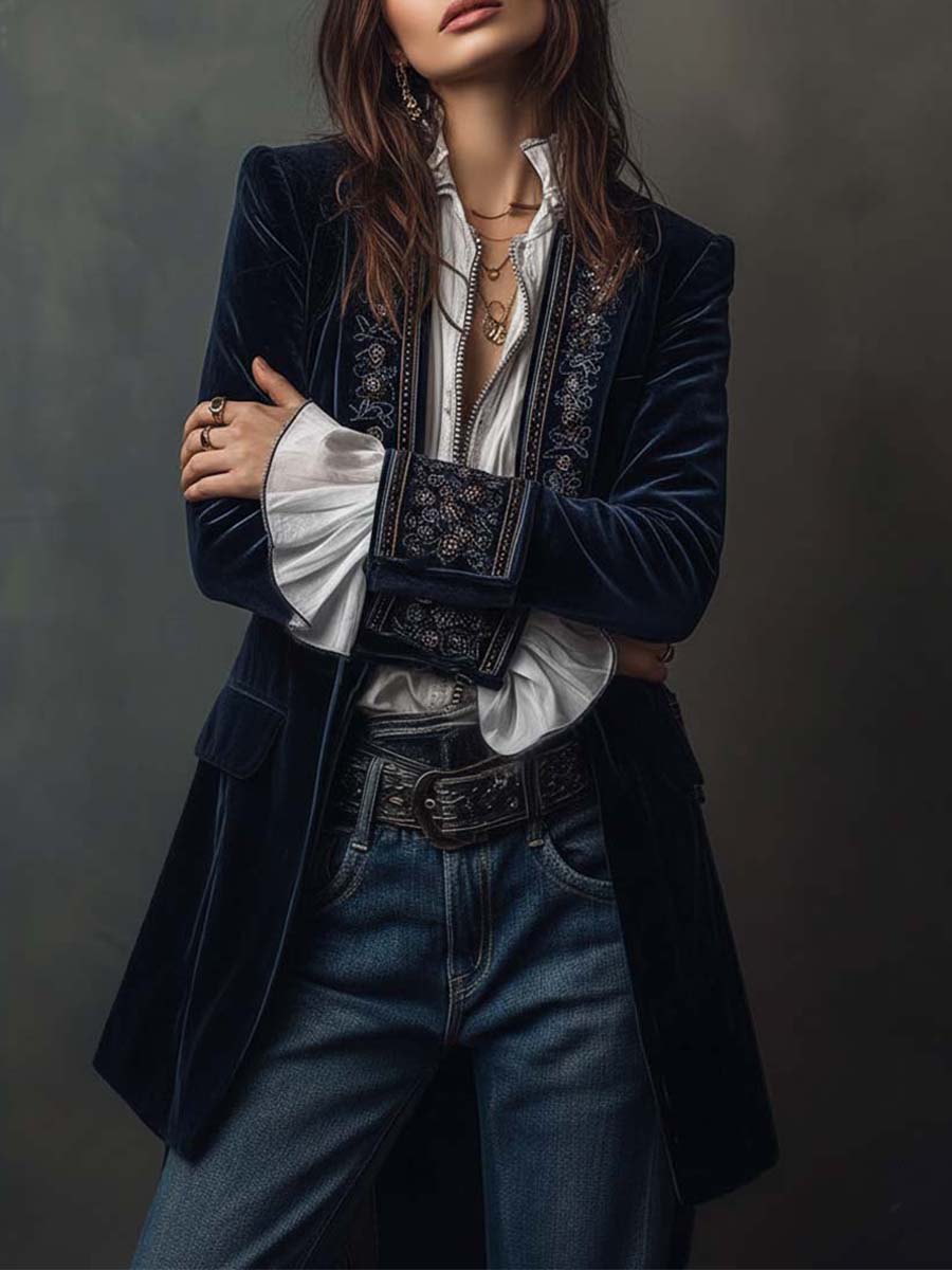 Chaqueta Aurora — Larga Bordada