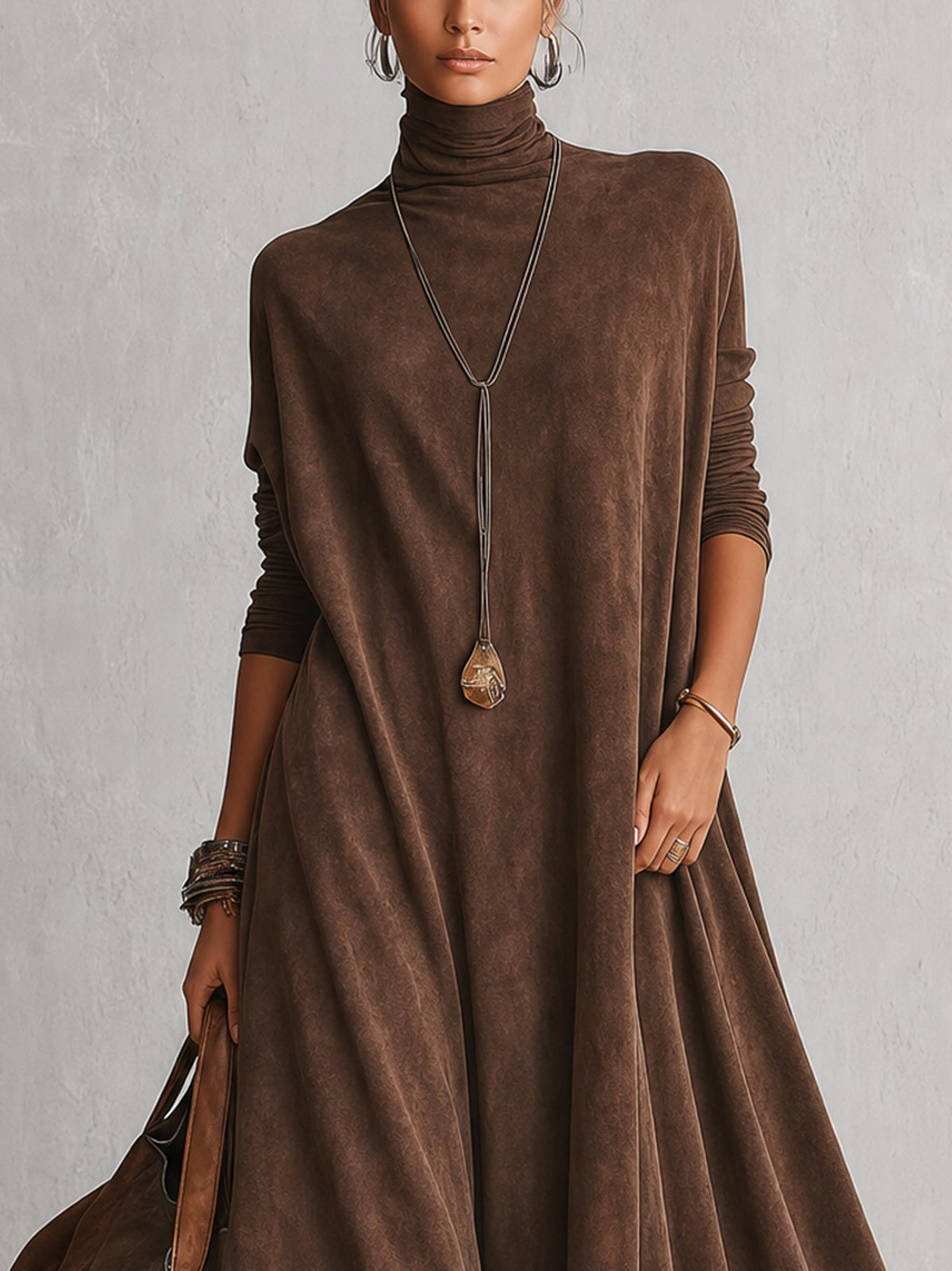 Vestido Adela largo efecto ante con bajo de encaje