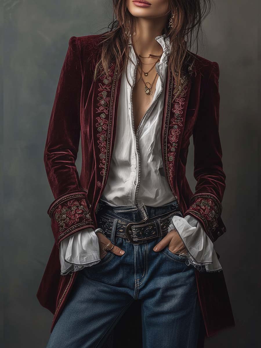 Chaqueta Aurora — Larga Bordada