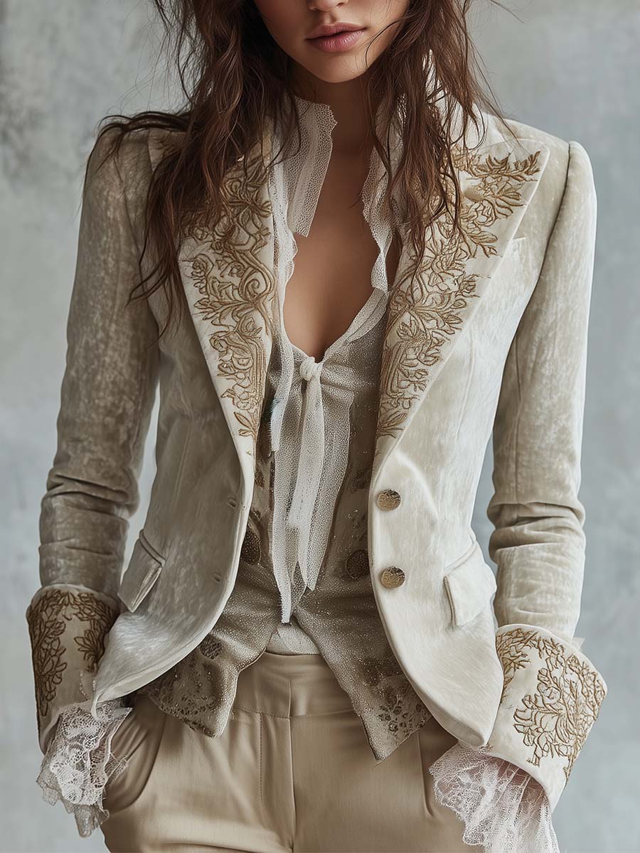 Blazer Victoria — Sastre Bordado Marfil