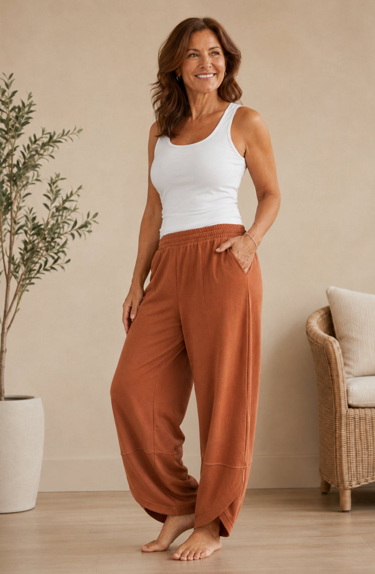 Pantalón Élise — Barrel Fluido de Cintura Elástica