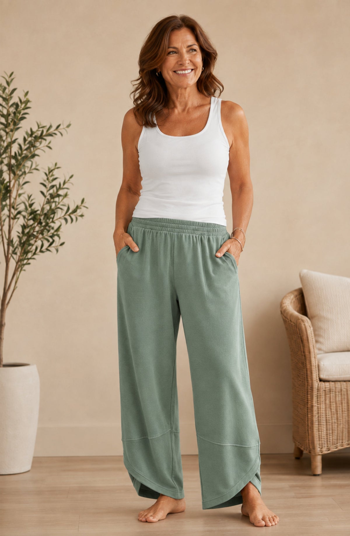 Pantalón Élise — Barrel Fluido de Cintura Elástica