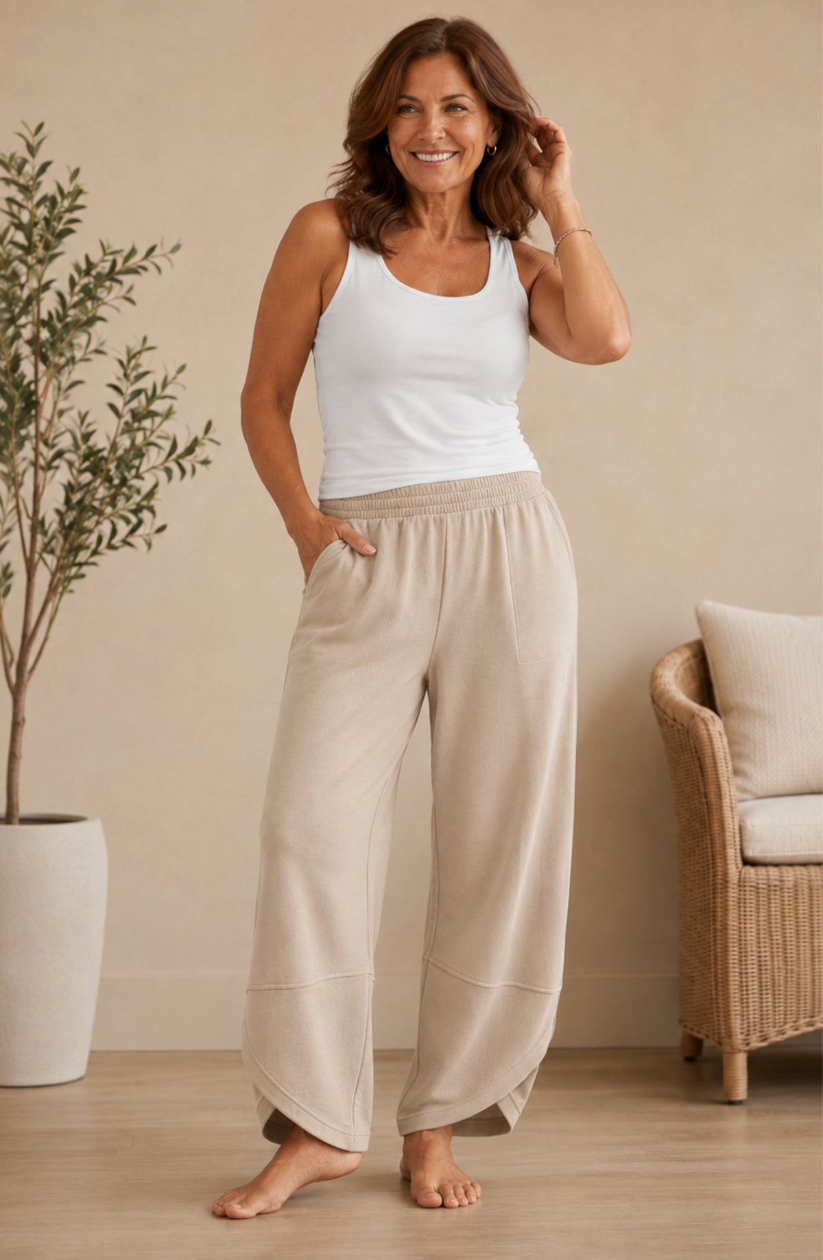 Pantalón Élise — Barrel Fluido de Cintura Elástica