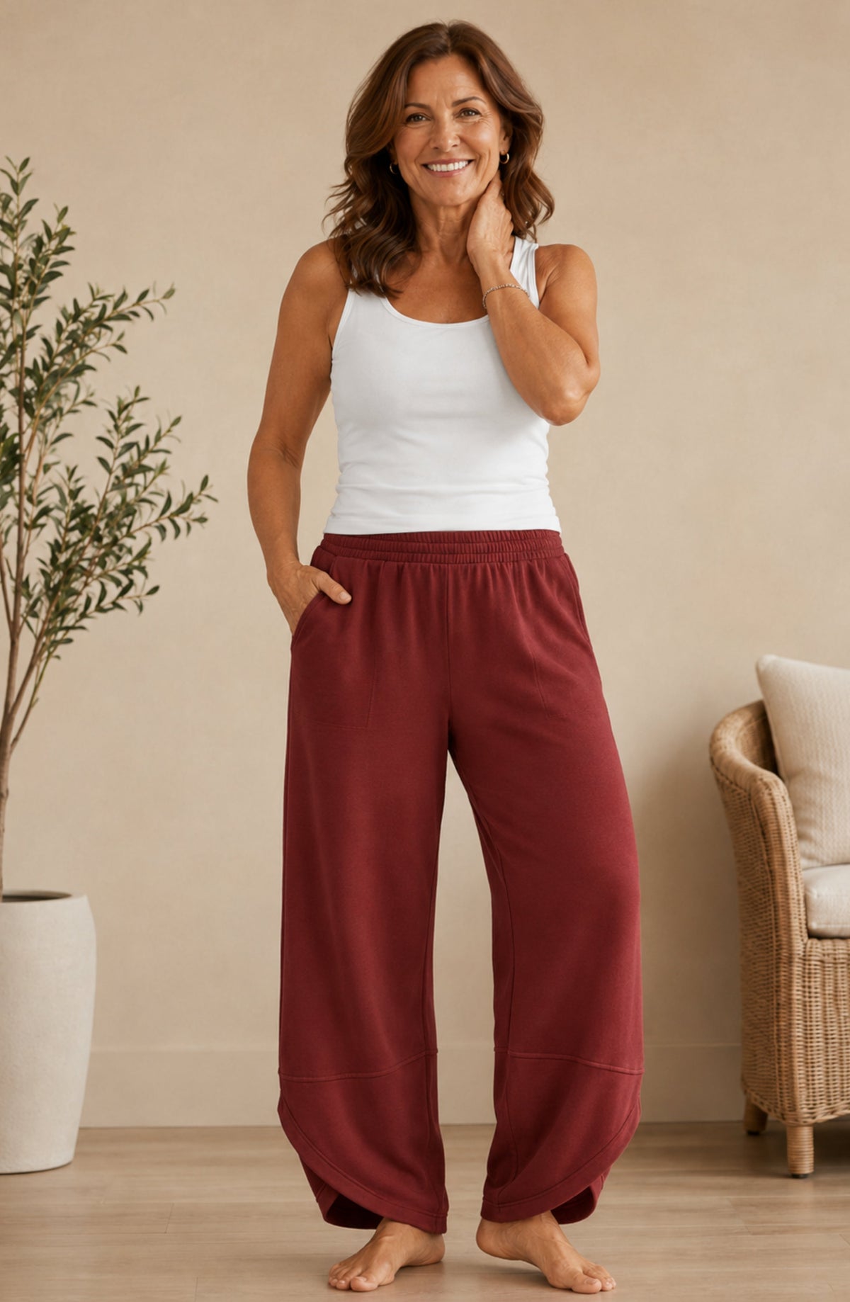 Pantalón Élise — Barrel Fluido de Cintura Elástica