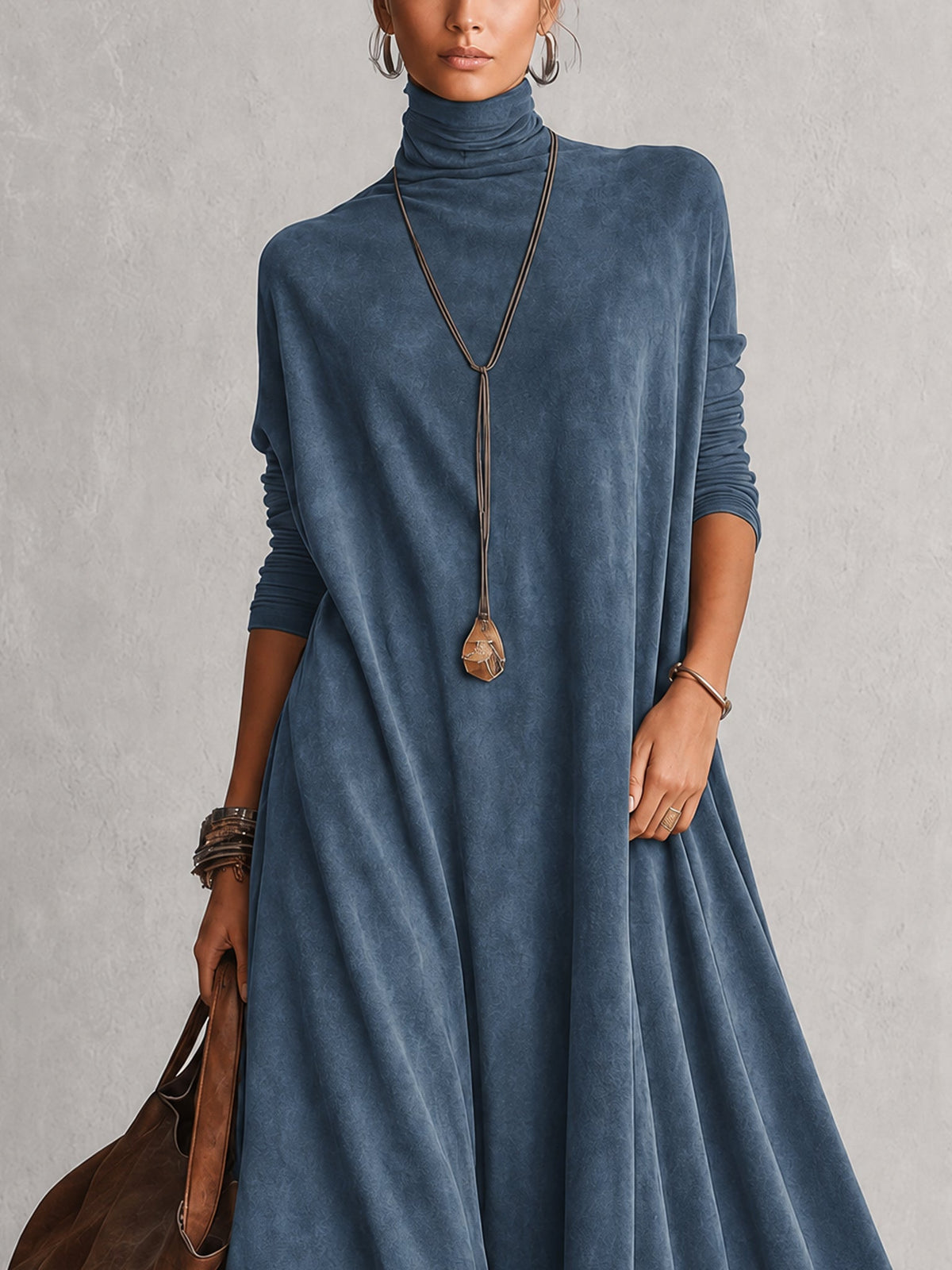 Vestido Adela largo efecto ante con bajo de encaje
