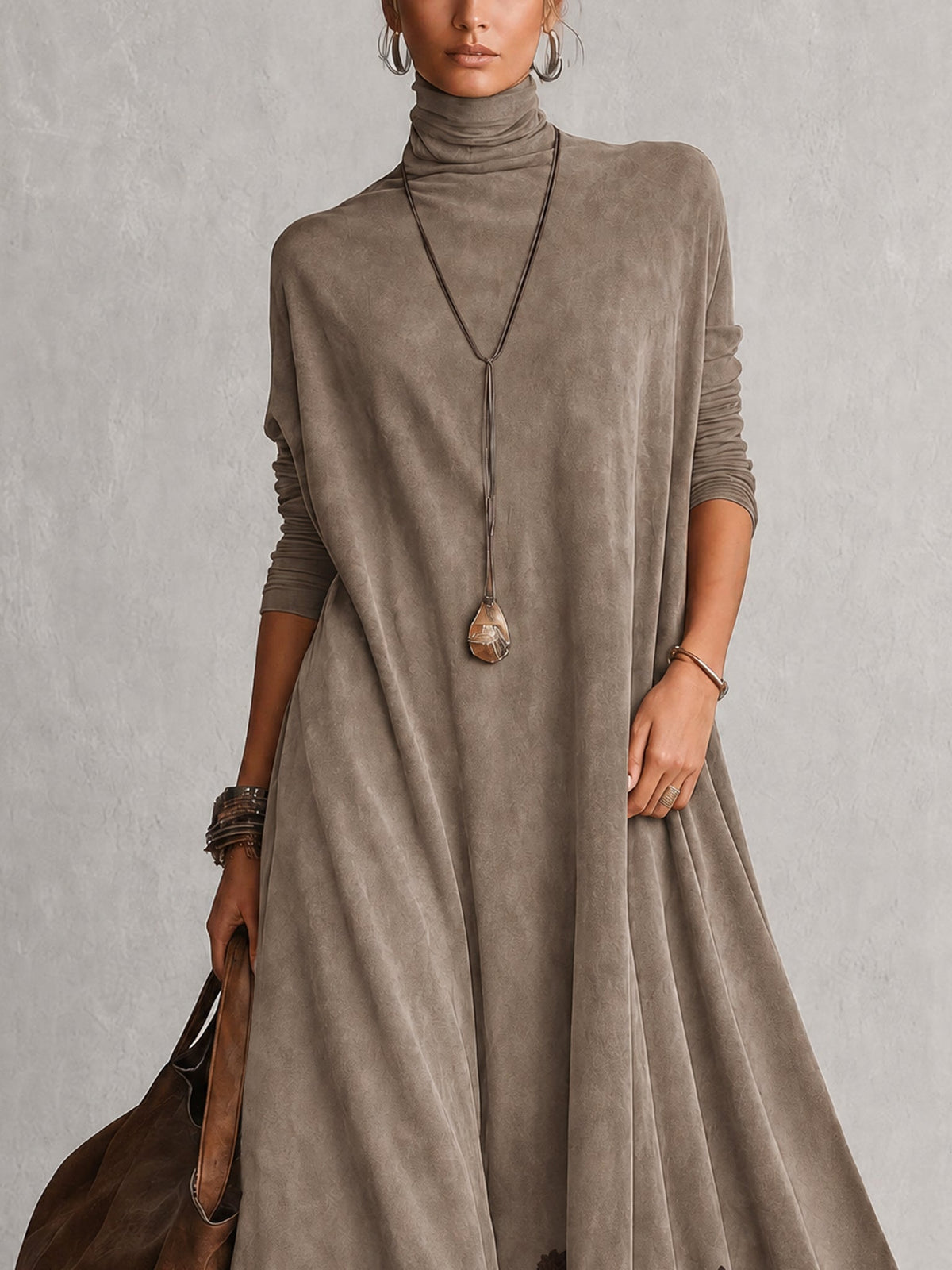 Vestido Adela largo efecto ante con bajo de encaje