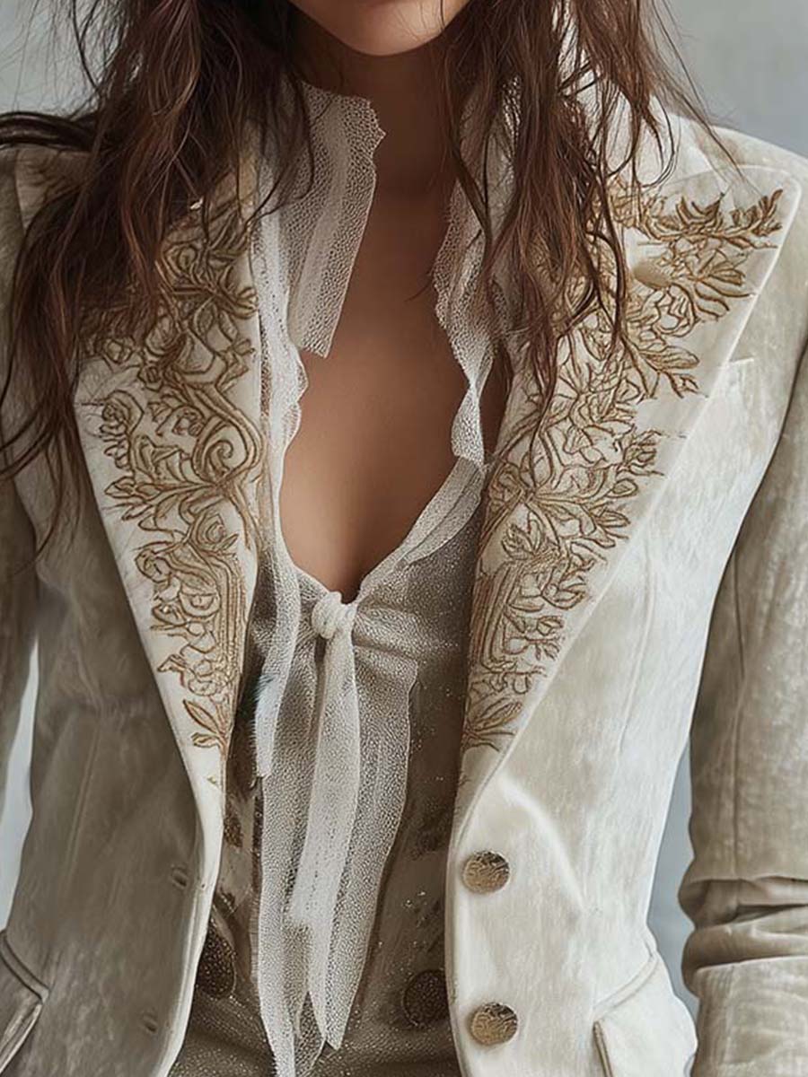 Blazer Victoria — Sastre Bordado Marfil