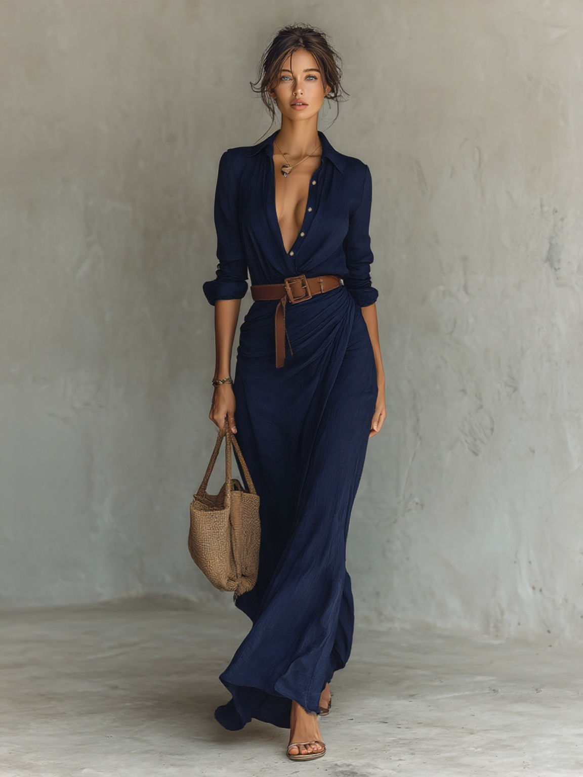 Vestido Alina — Maxi Camisero con Cinturón