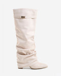 Botas Greta Slouchy Efecto Ante — Crema