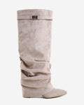 Botas Greta Slouchy Efecto Ante — Topo