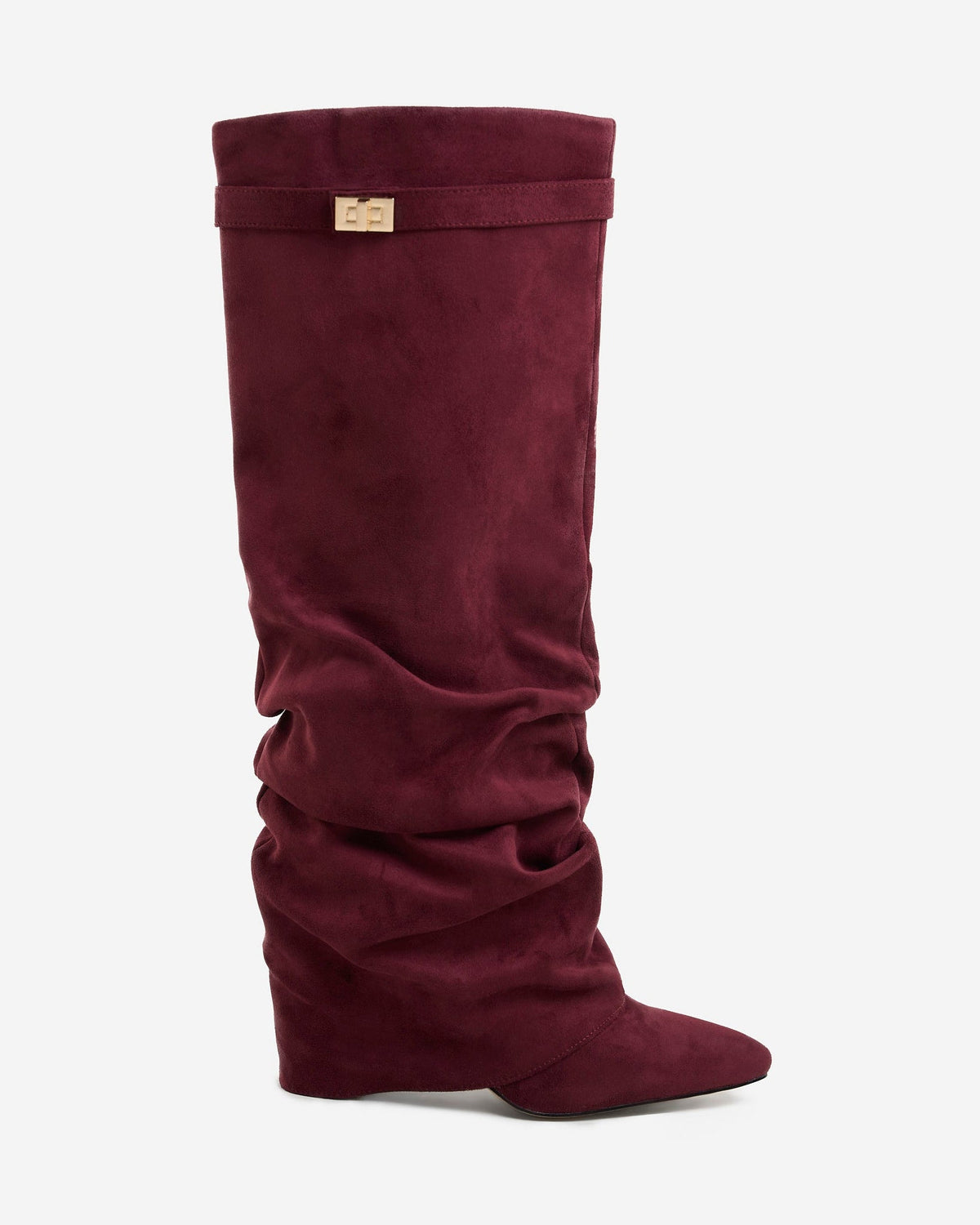 Botas Greta Slouchy Efecto Ante — Burdeos