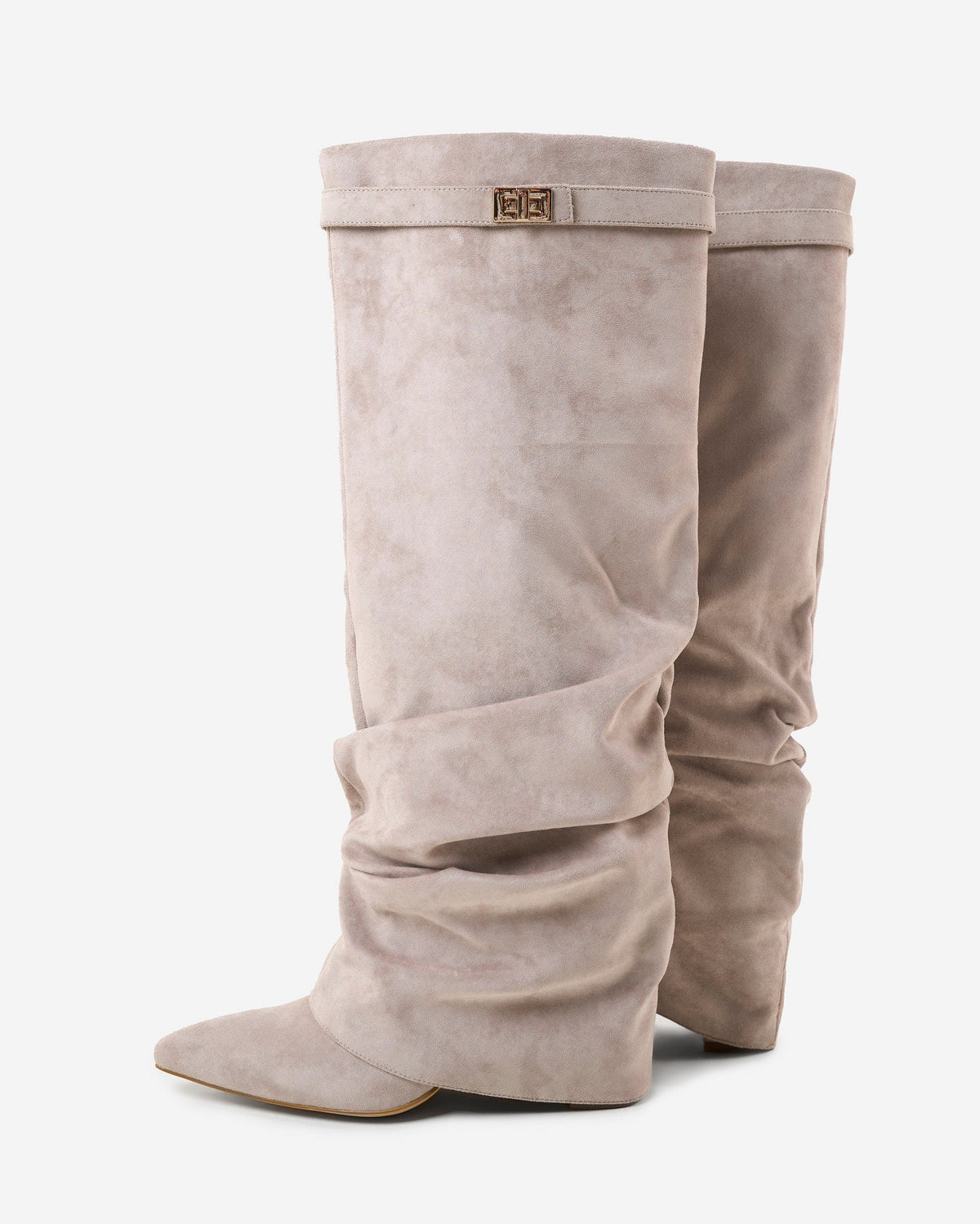 Botas Greta Slouchy Efecto Ante — Topo