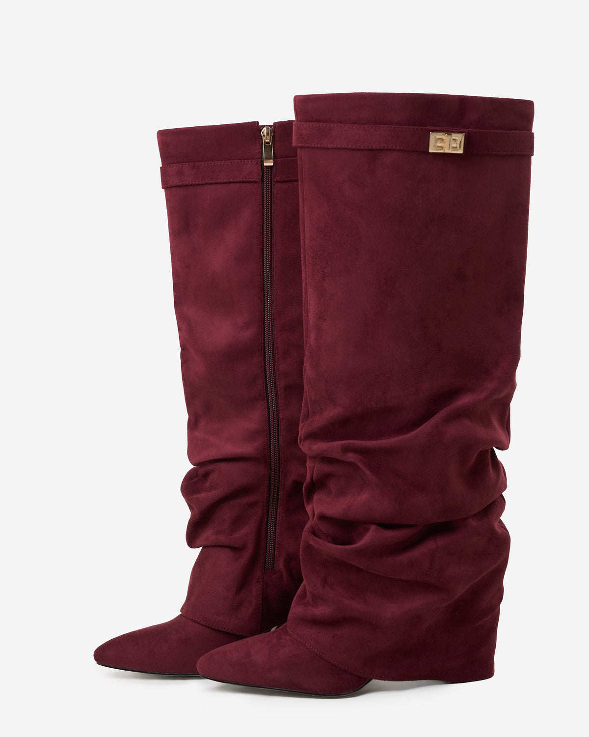 Botas Greta Slouchy Efecto Ante — Burdeos