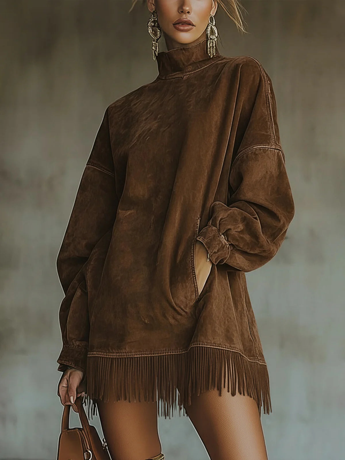 Vestido Susana — Cuello Alto con Flecos