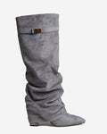 Botas Greta Slouchy Efecto Ante — Gris