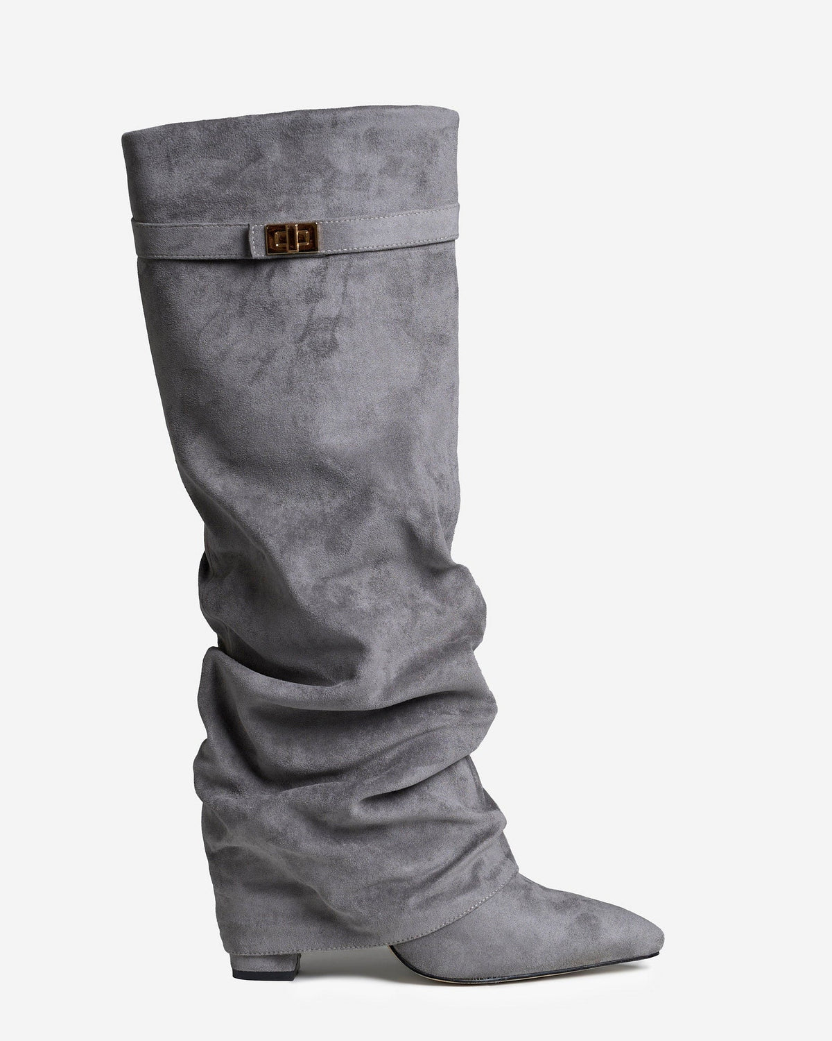 Botas Greta Slouchy Efecto Ante — Gris