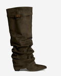 Botas Greta Slouchy Efecto Ante — Verde oliva