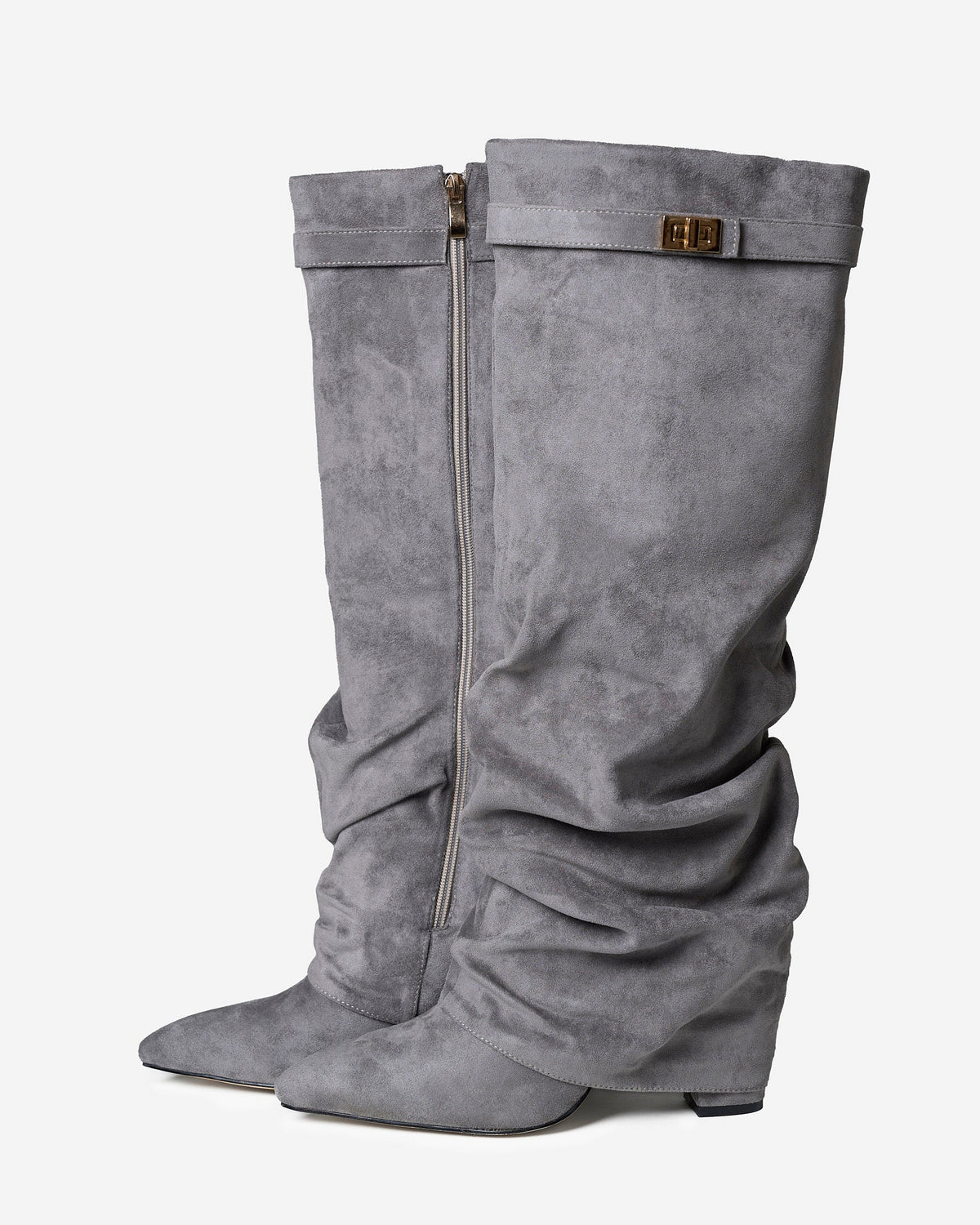 Botas Greta Slouchy Efecto Ante — Gris