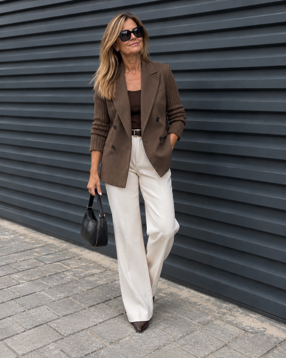 Blazer Elsa marrón con mangas de punto