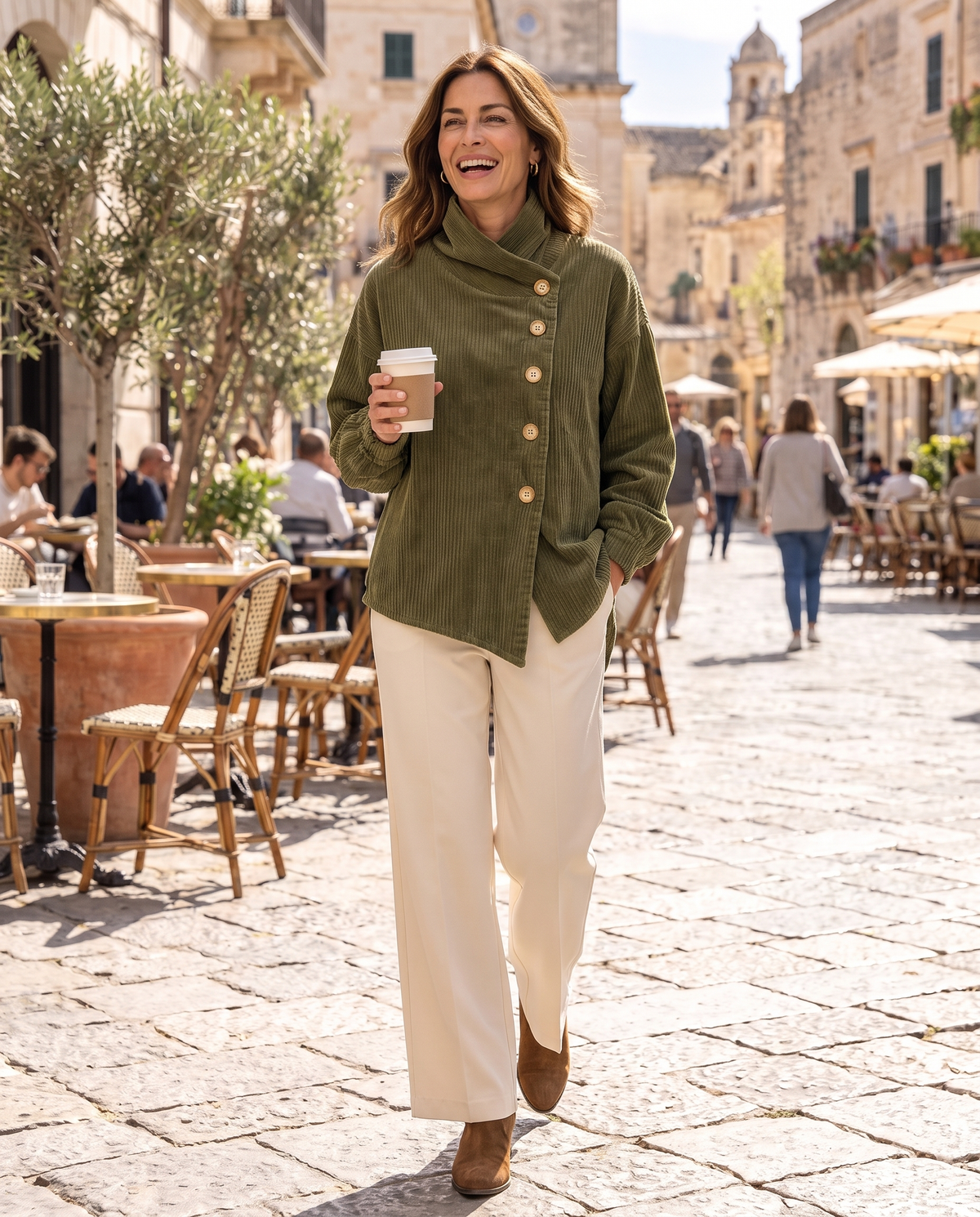 Top Lucilla — Pana con Botones en Diagonal
