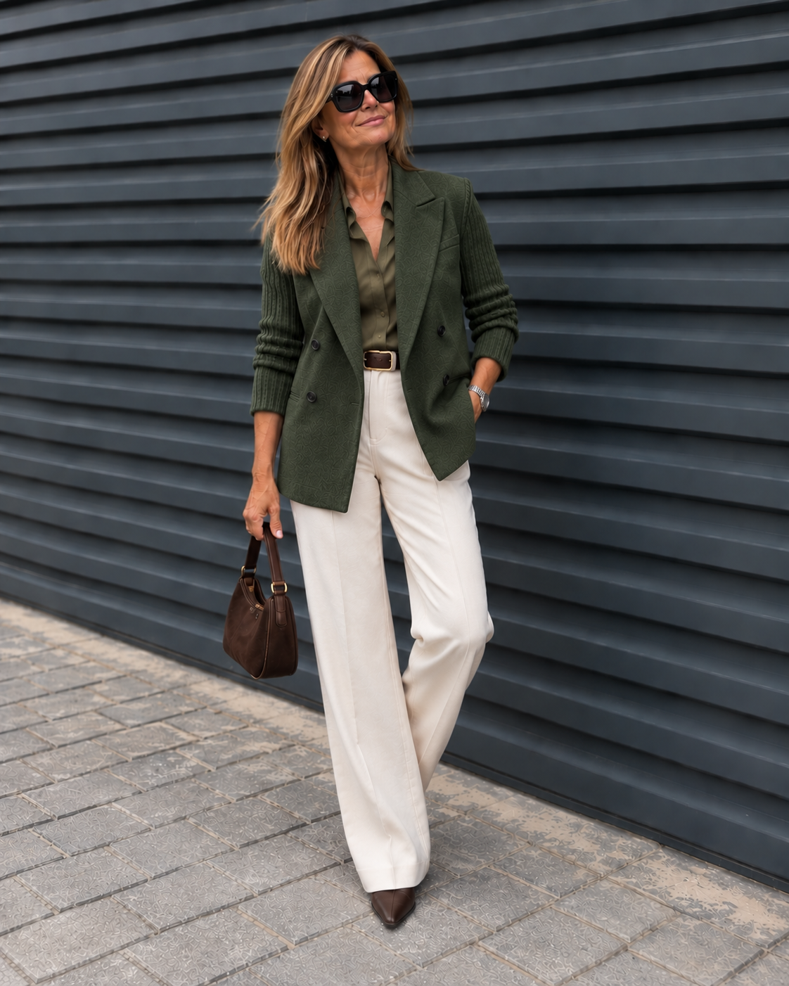 Blazer Elsa verde con mangas de punto