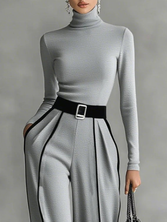 Conjunto Ángela — Negro con Ribetes Blancos