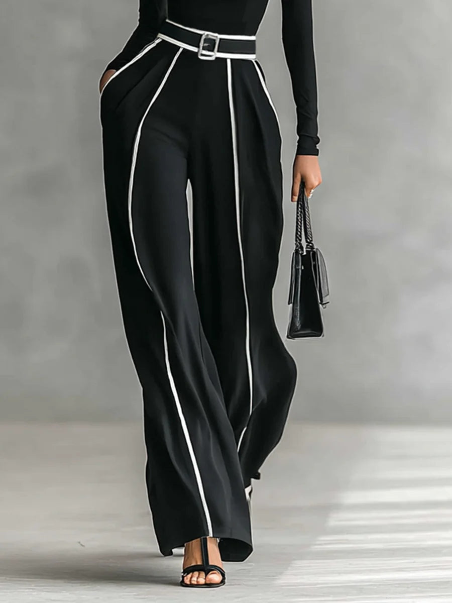 Conjunto Ángela — Negro con Ribetes Blancos