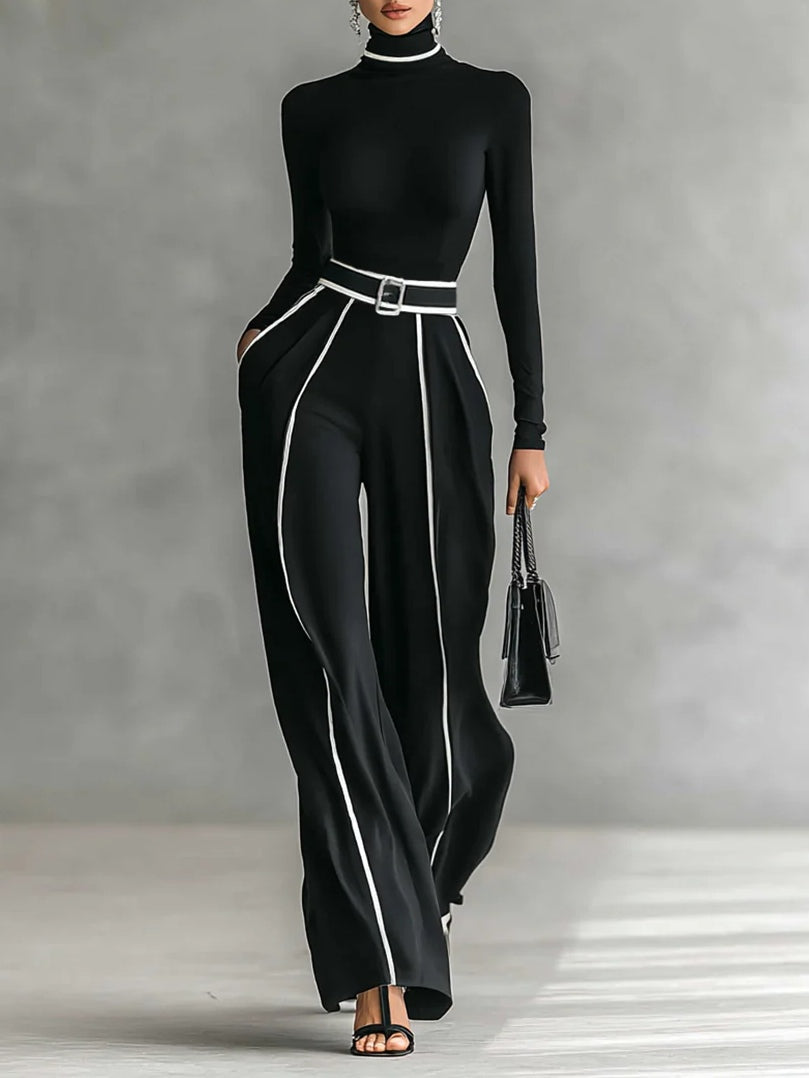 Conjunto Ángela — Negro con Ribetes Blancos