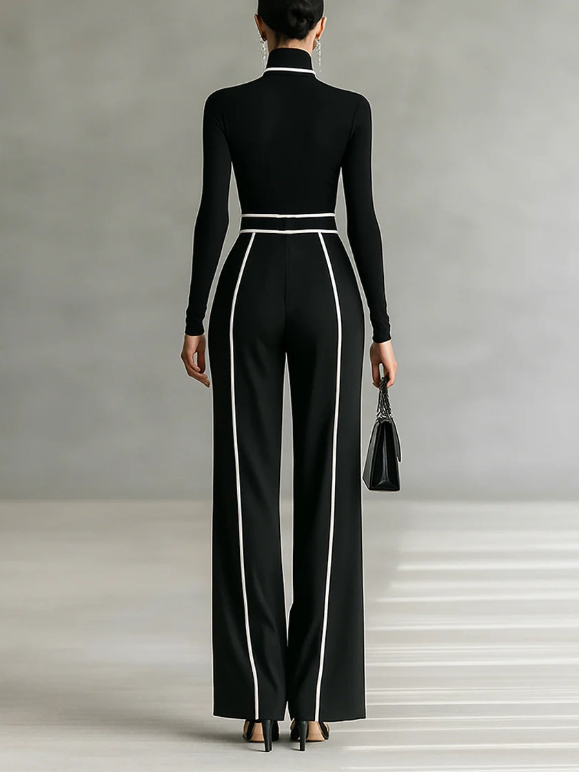 Conjunto Ángela — Negro con Ribetes Blancos