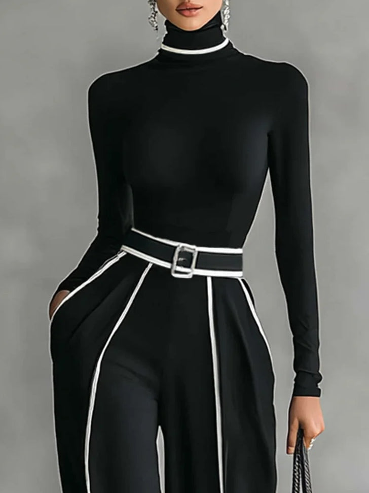 Conjunto Ángela — Negro con Ribetes Blancos