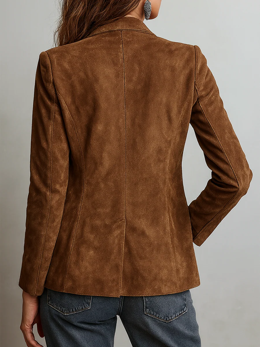 Blazer Lucía — Vintage Marrón con Pespuntes