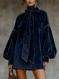 Vestido Ágata — Lazo al Cuello Azul Noche