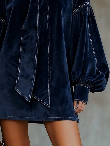 Vestido Ágata — Lazo al Cuello Azul Noche
