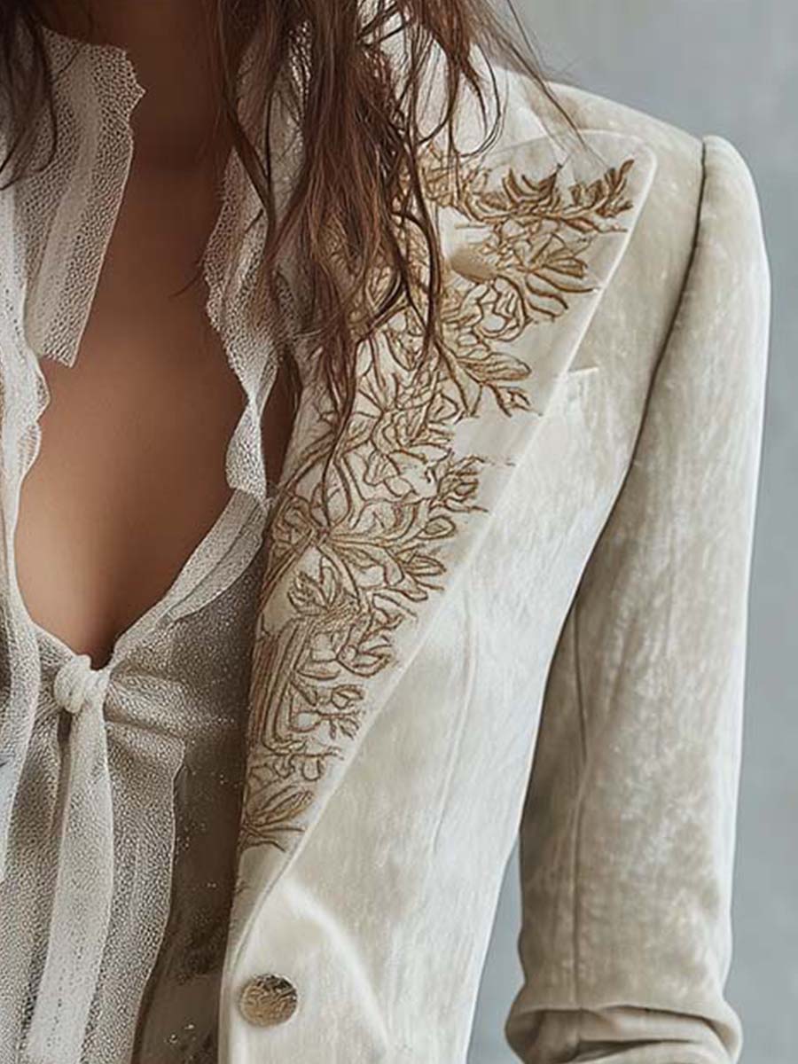 Blazer Victoria — Sastre Bordado Marfil