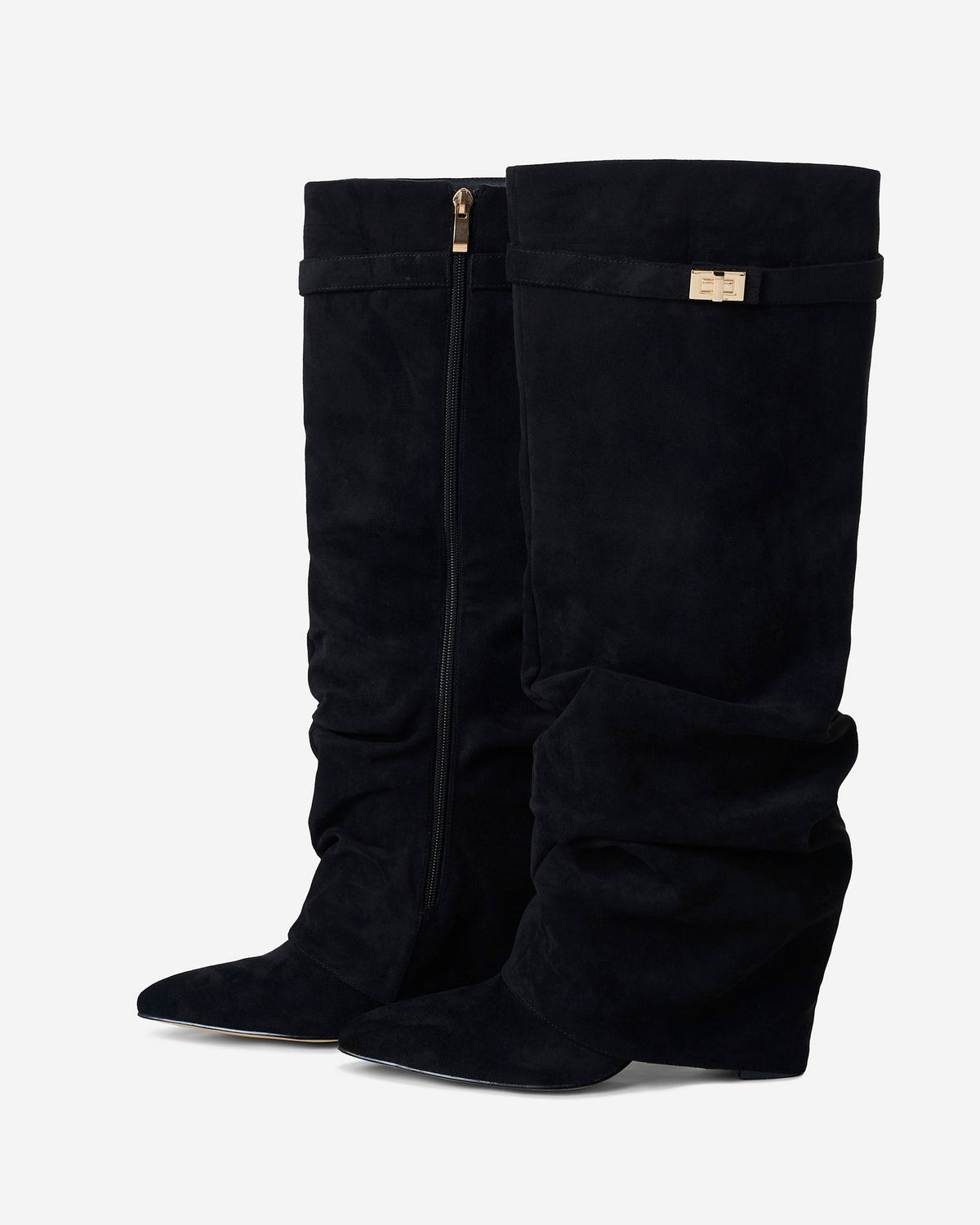 Botas Greta Slouchy Efecto Ante — Negro