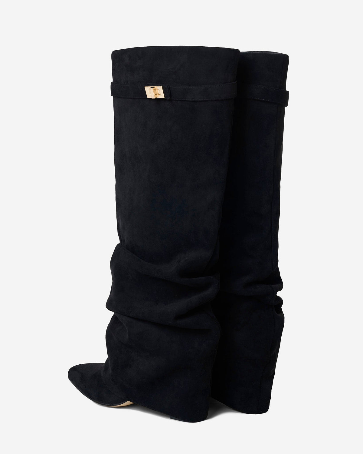 Botas Greta Slouchy Efecto Ante — Negro