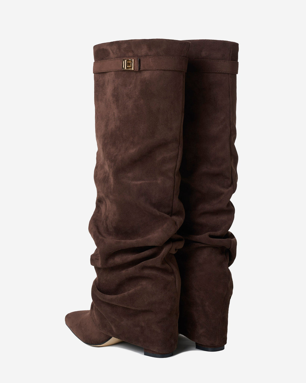 Botas Greta Slouchy Efecto Ante — Marrón oscuro