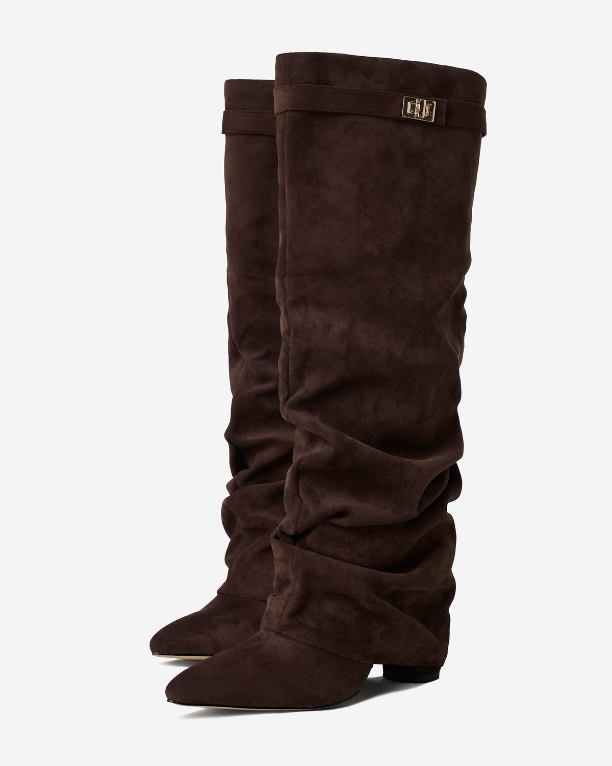 Botas Greta Slouchy Efecto Ante — Marrón oscuro