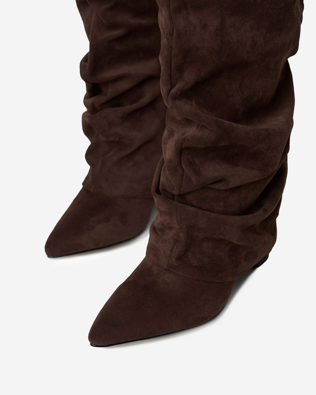 Botas Greta Slouchy Efecto Ante — Marrón oscuro