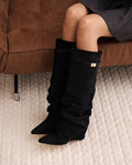 Botas Greta Slouchy Efecto Ante — Negro
