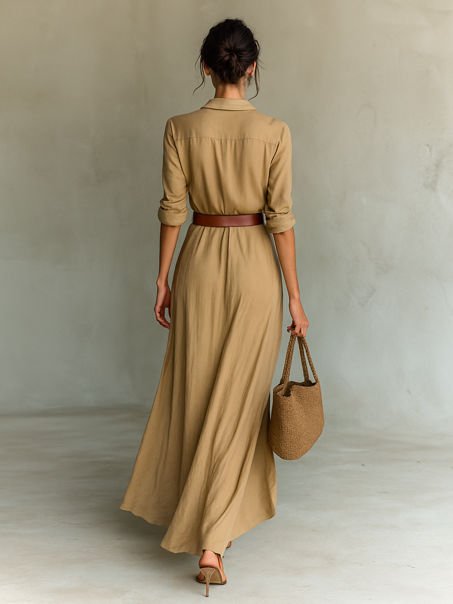 Vestido Alina — Maxi Camisero con Cinturón