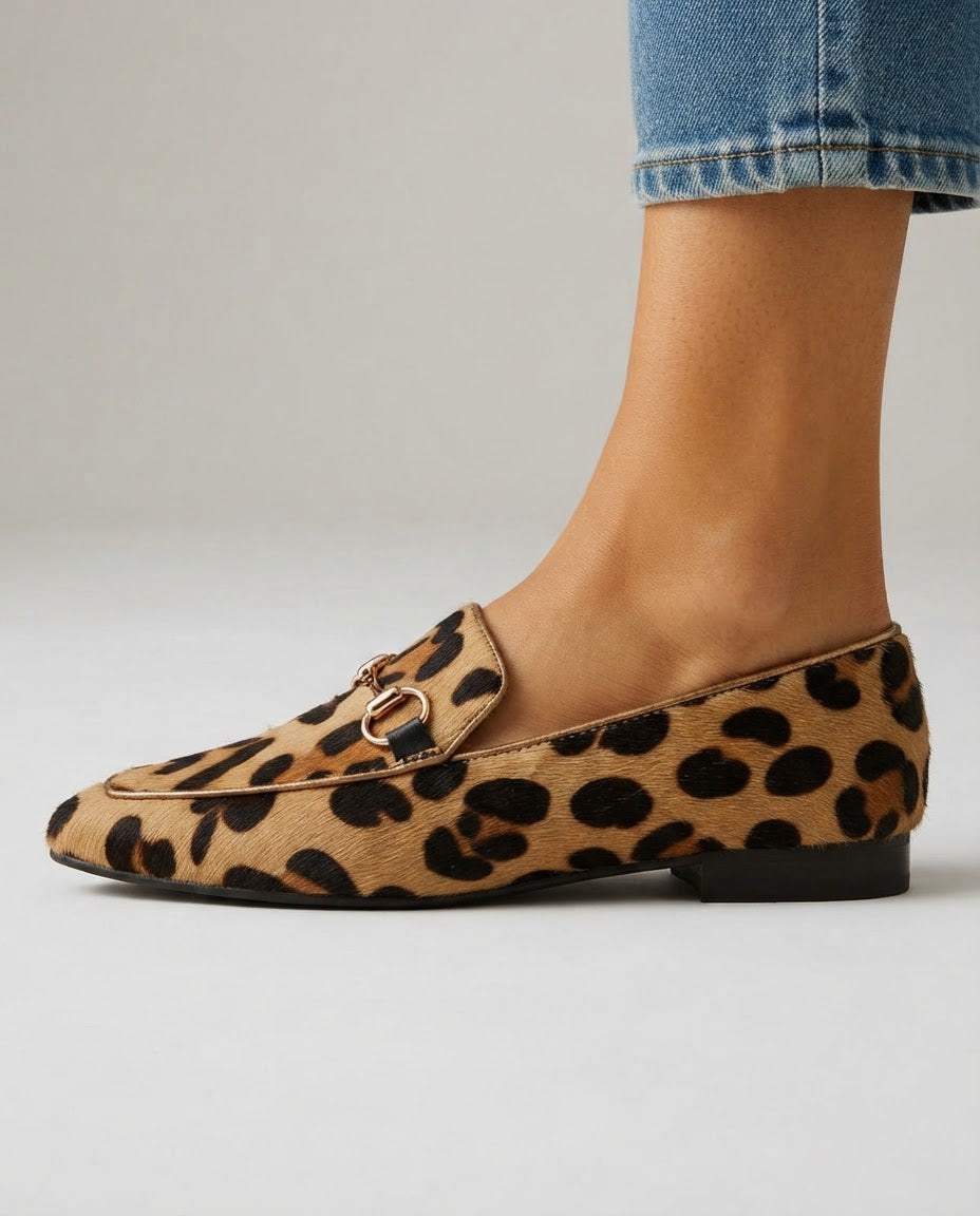 Mocasín Allegra — Leopardo con Herraje Dorado